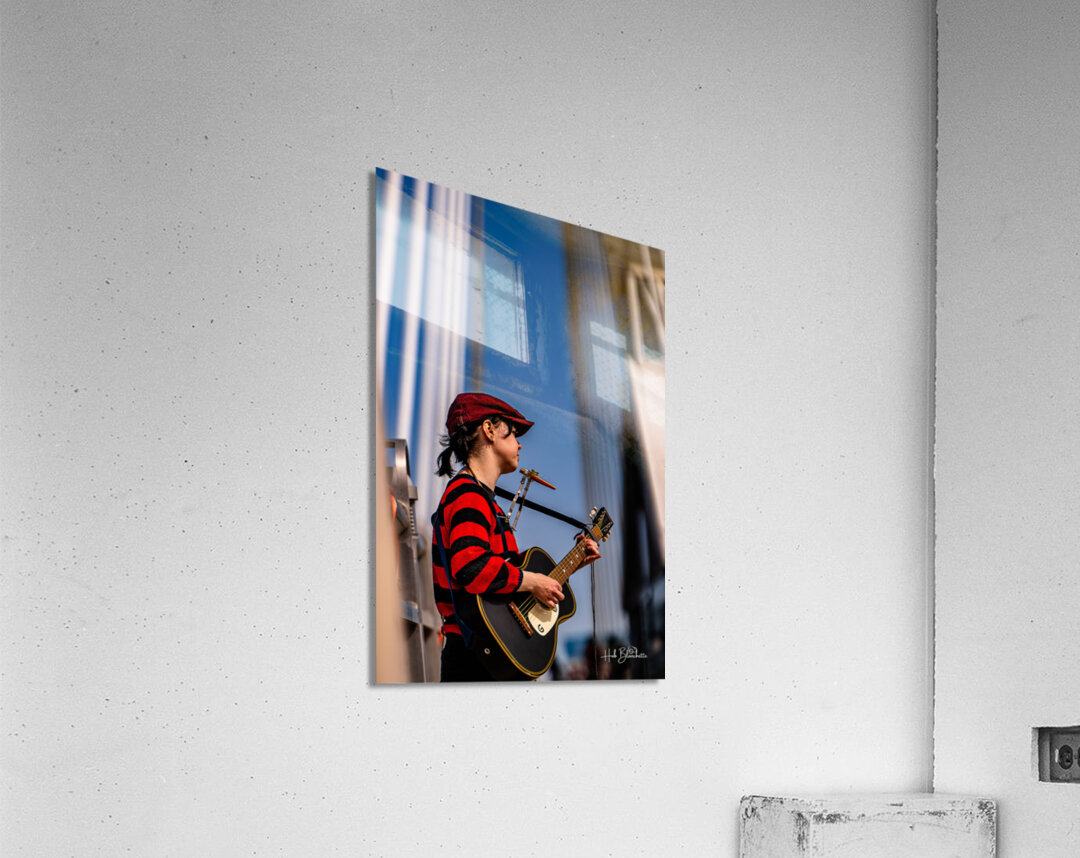 Busker on Provencher Bridge Winnipeg Manitoba Acrylic Print