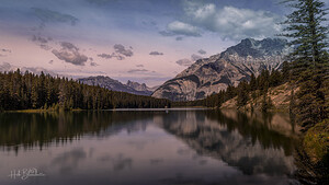 Cascade Mountain Overlooking Johnson Lake In Banff Alberta Canada