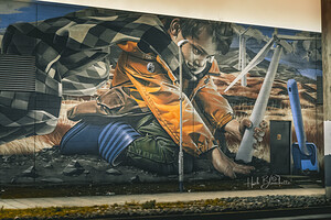 Wind turbine Mural Glasgow Scotland UK