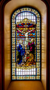 Stain Glass Inside The Basilica Cathedral Old Quebec Canada