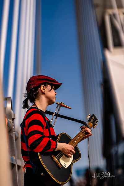Busker on Provencher Bridge Winnipeg Manitoba Print
