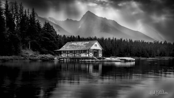 Maligne Lake Canoe  club In Jasper Alberta Canada Print
