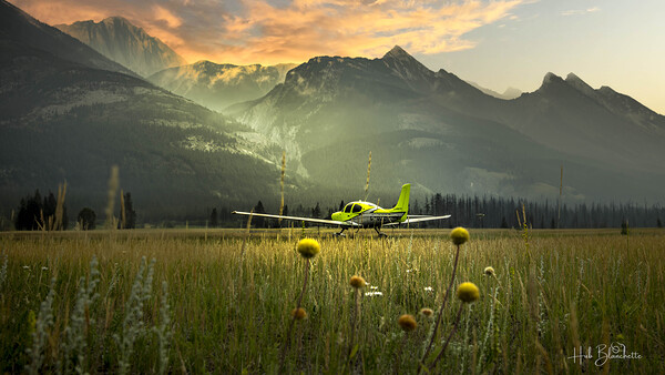 The Lone Plane Watching Over The Sunrise Jasper Alberta Canada Print