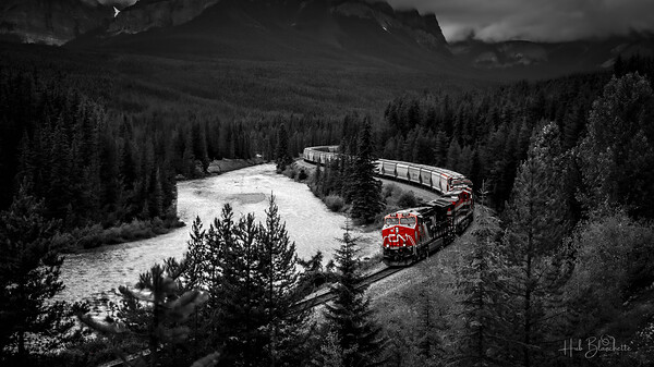 CN Train Morants Curve Lake Louise Alberta Canada Print