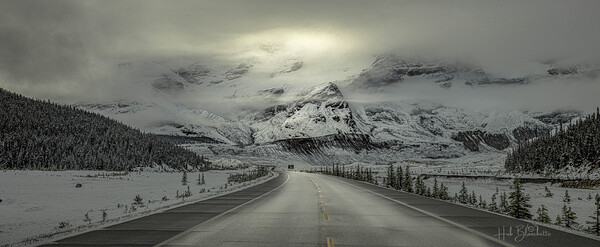 Morning Drive Through Fresh Snow In The Columbia Icefields Alberta Canada Print