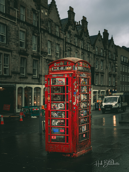  Red phone booths in Edinburgh Scotland UK Print