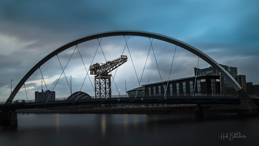 The Clyde Arc and the Finnieston Crane Glasgow Scotland UK  Print
