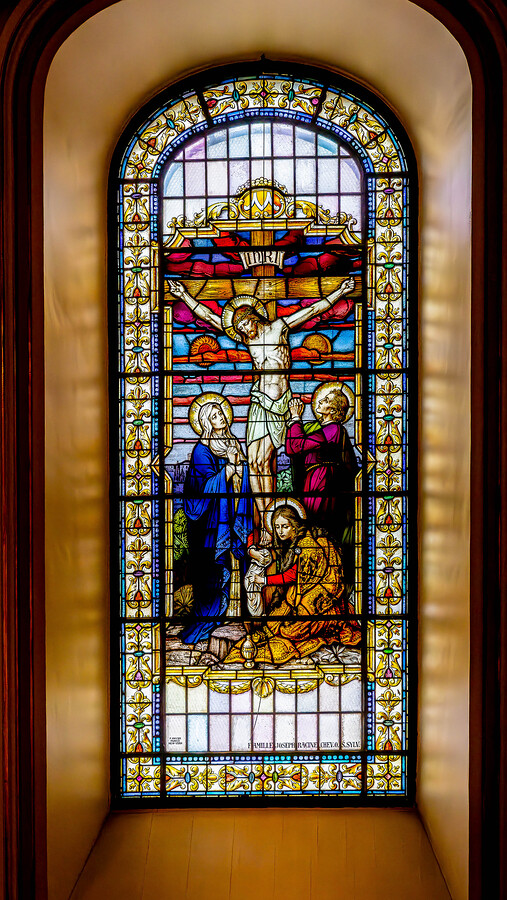 Stain Glass Inside The Basilica Cathedral Old Quebec Canada  Print