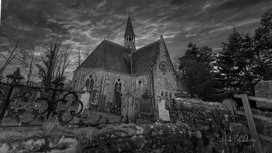 Kilmore Graveyard And Church Drumnadrochit in the Scottish Highlands  Print