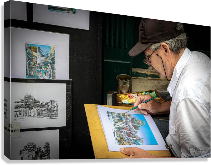 Artist On The Rue Du Tresor In Old Quebec Canada Canvas Print