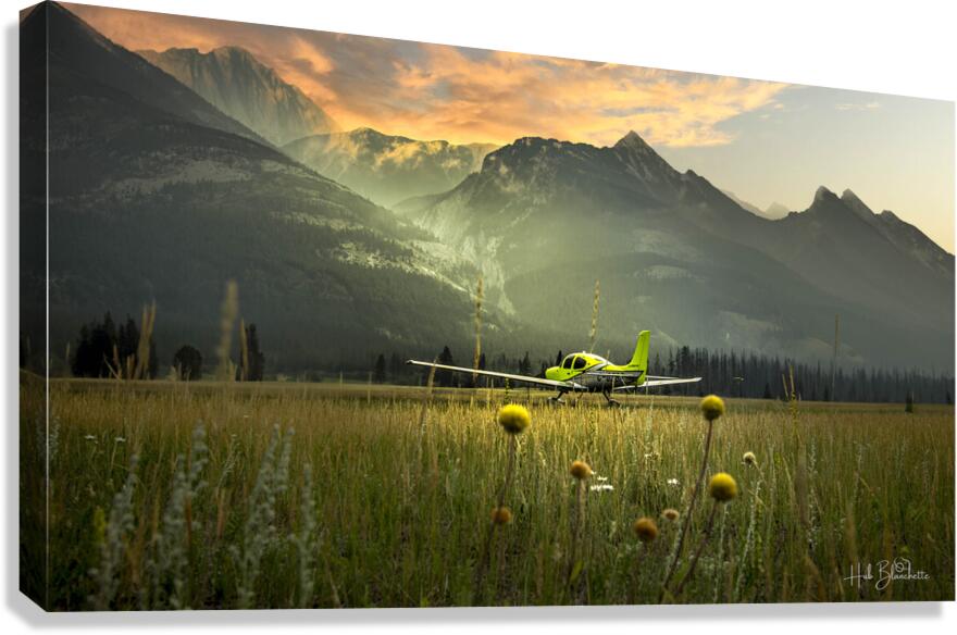 The Lone Plane Watching Over The Sunrise Jasper Alberta Canada Canvas Print