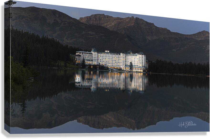 Perfect Reflection Of Fairmont Hotel Lake Louise Alberta Canada Canvas Print