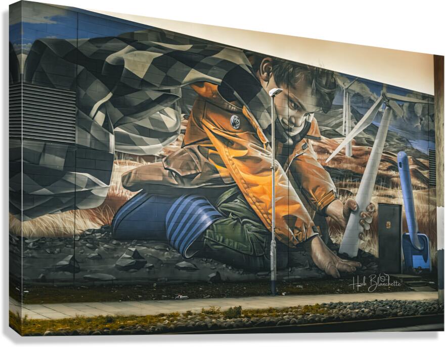 Wind turbine Mural Glasgow Scotland UK Canvas Print