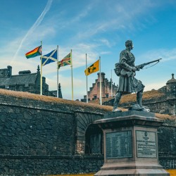 Stirling Castle and Sutherland Highlanders War Memorial Scotland UK
