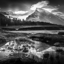 Mt Rundle Overlooking The Bow River In Banff Alberta Canada