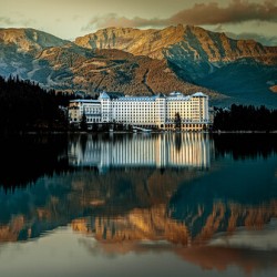 Just before Sunset At The Fairmont Hotel In Lake Louise Alberta Canada