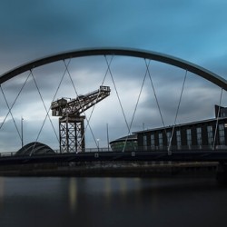 The Clyde Arc and the Finnieston Crane Glasgow Scotland UK
