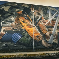 Wind turbine Mural Glasgow Scotland UK