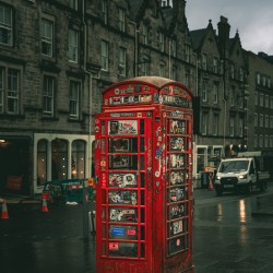  Red phone booths in Edinburgh Scotland UK