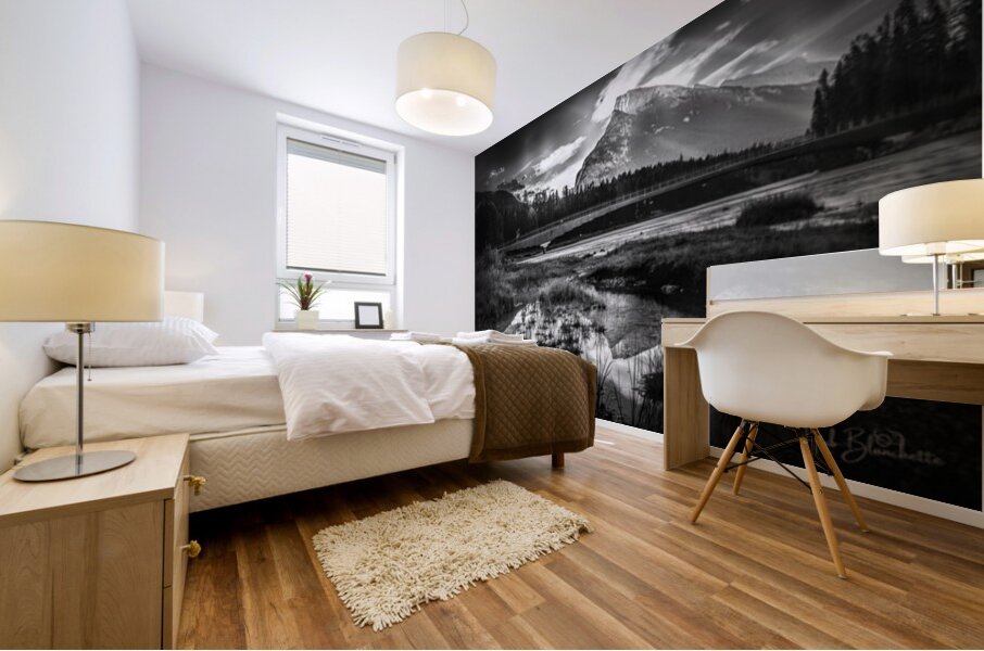 Mt Rundle Overlooking The Bow River In Banff Alberta Canada Mural print