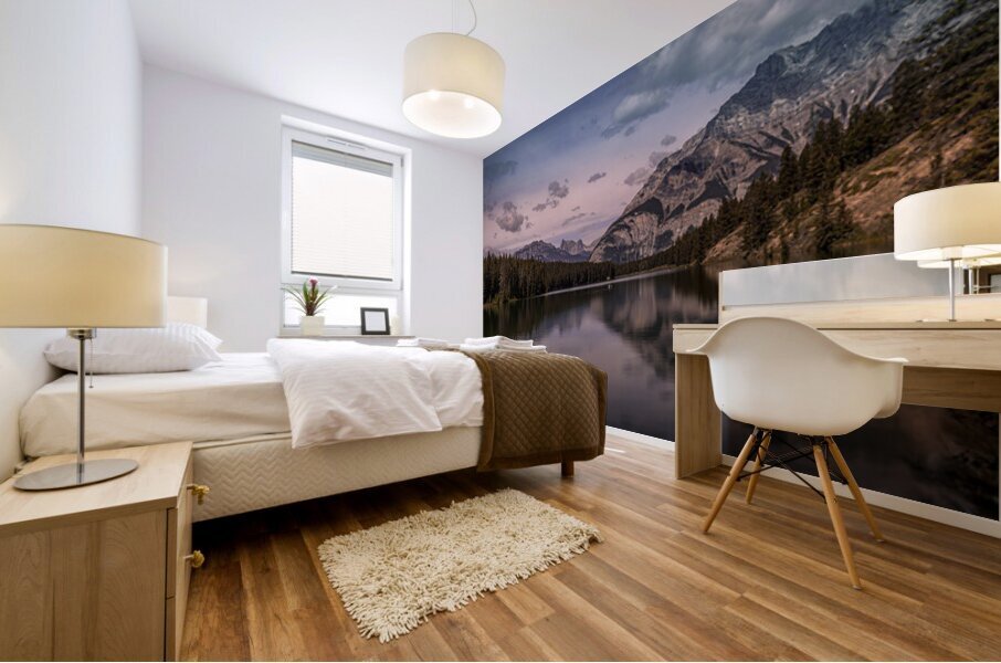 Cascade Mountain Overlooking Johnson Lake In Banff Alberta Canada Mural print