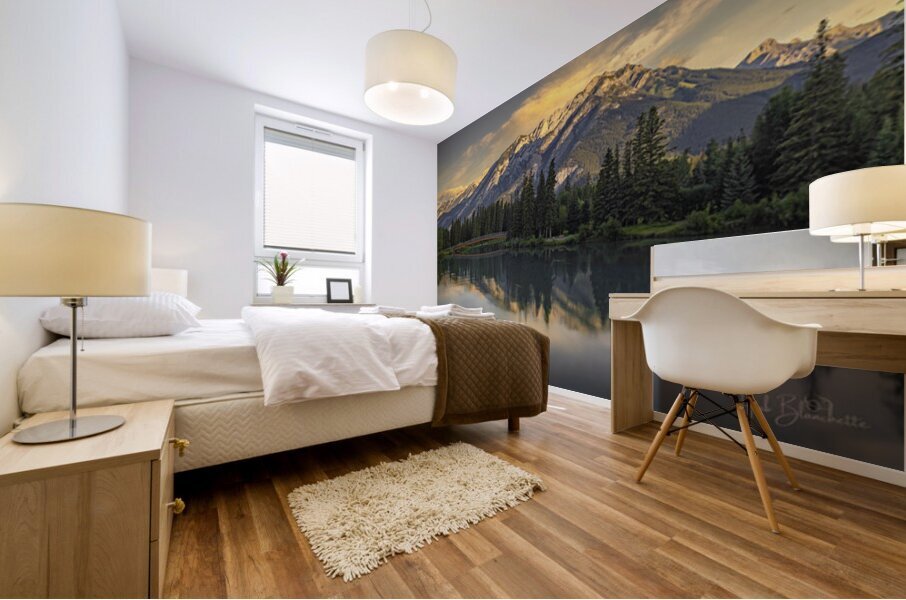 Nancy Pauw Bridge overlooking Mt Norquay in Banff Alberta Canada Mural print