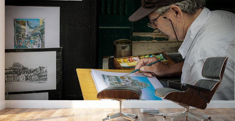 Artist On The Rue Du Tresor In Old Quebec Canada Wall Murals