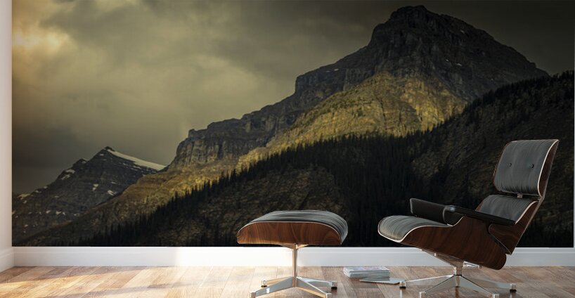 Sunset Casting A Glow on Mountain Peak In Lake Louise Alberta Canada Wall Murals