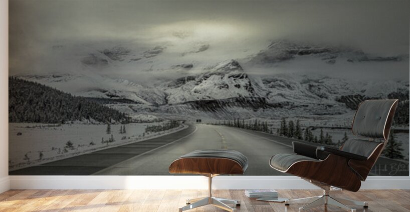 Morning Drive Through Fresh Snow In The Columbia Icefields Alberta Canada Wall Murals