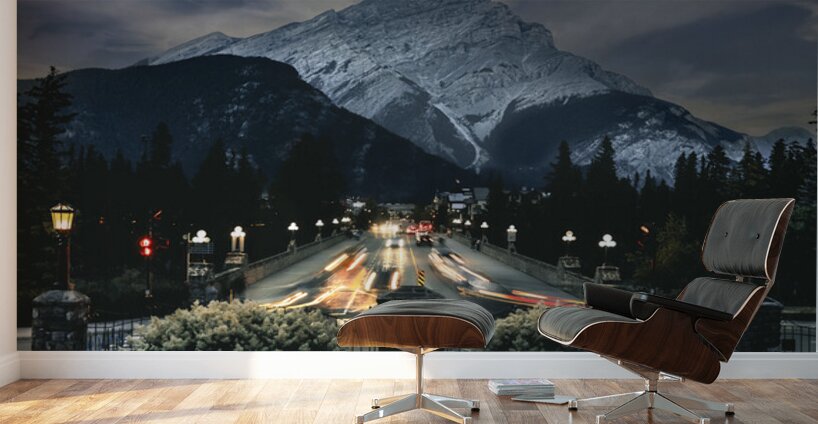 Banff Ave At Night In Alberta Canada Wall Murals