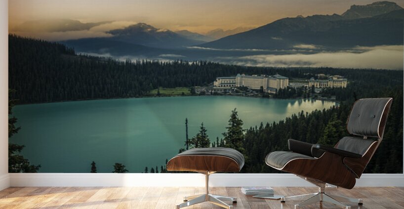 Fairmont Hotel From Above Lake Louise Alberta Canada Wall Murals