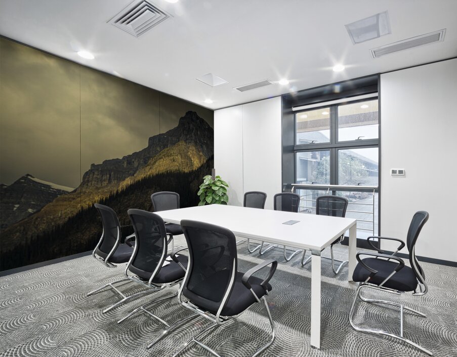 Sunset Casting A Glow on Mountain Peak In Lake Louise Alberta Canada Wall Printing