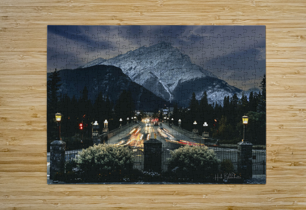 Banff Ave At Night In Alberta Canada Hub Blanchette Puzzle printing
