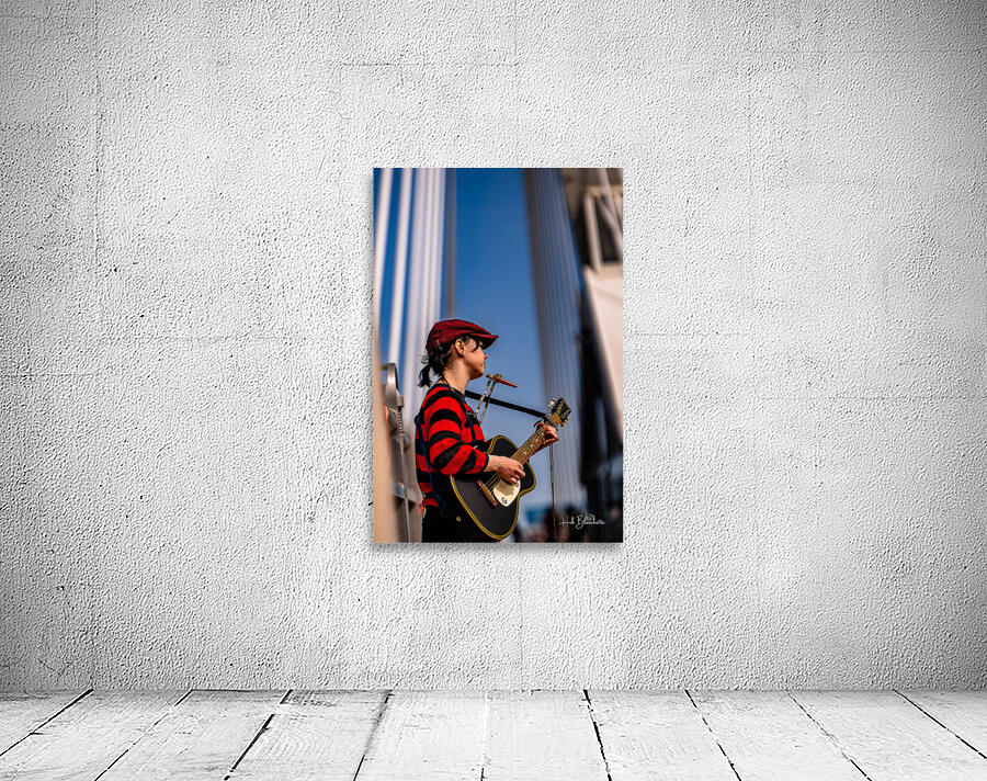 Busker on Provencher Bridge Winnipeg Manitoba Wall Preview