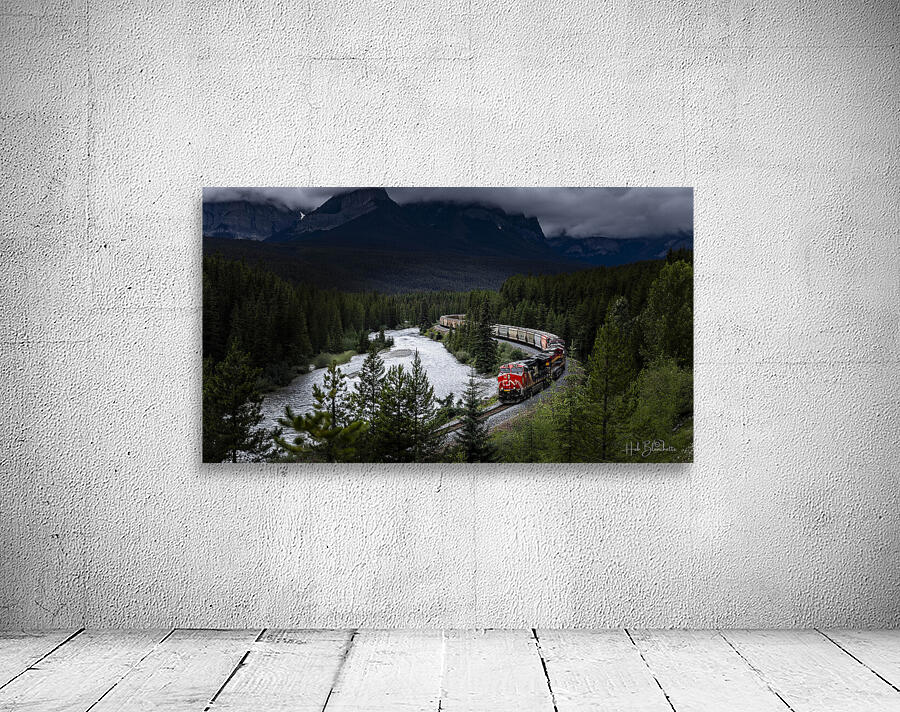 CN Train At Morants Curve In Lake Louise Alberta Canada Wall Preview