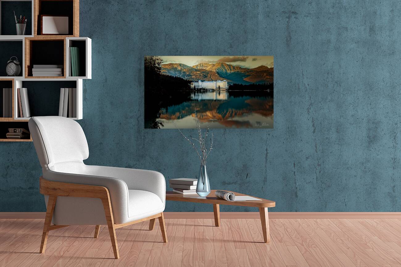 Just before Sunset At The Fairmont Hotel In Lake Louise Alberta Canada Reproduction