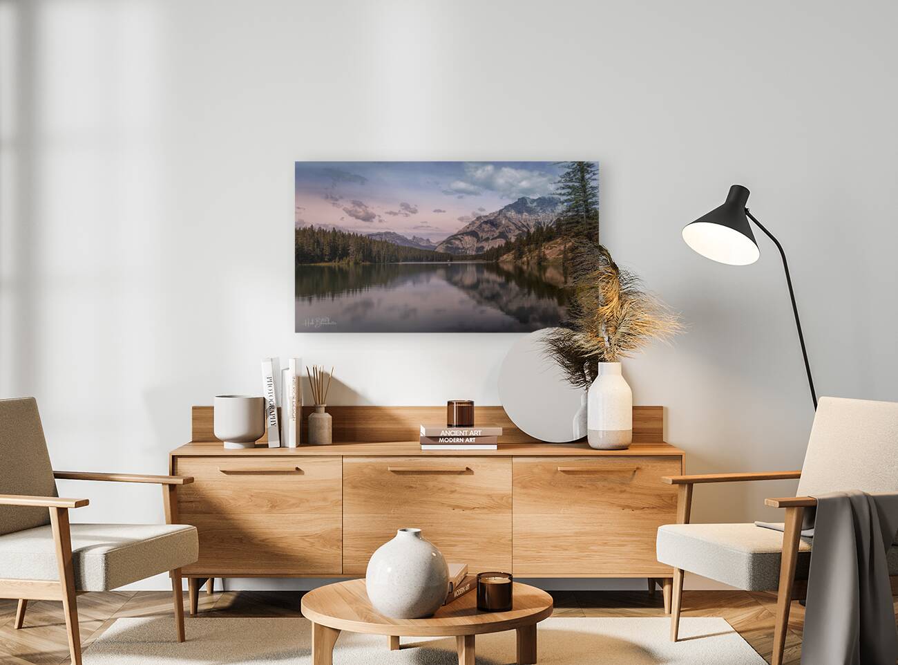 Cascade Mountain Overlooking Johnson Lake In Banff Alberta Canada Reproduction