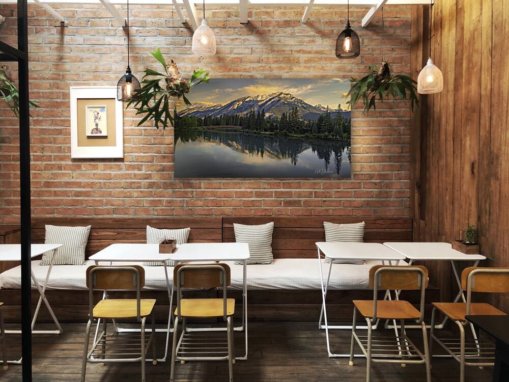 Nancy Pauw Bridge overlooking Mt Norquay in Banff Alberta Canada Reproduction